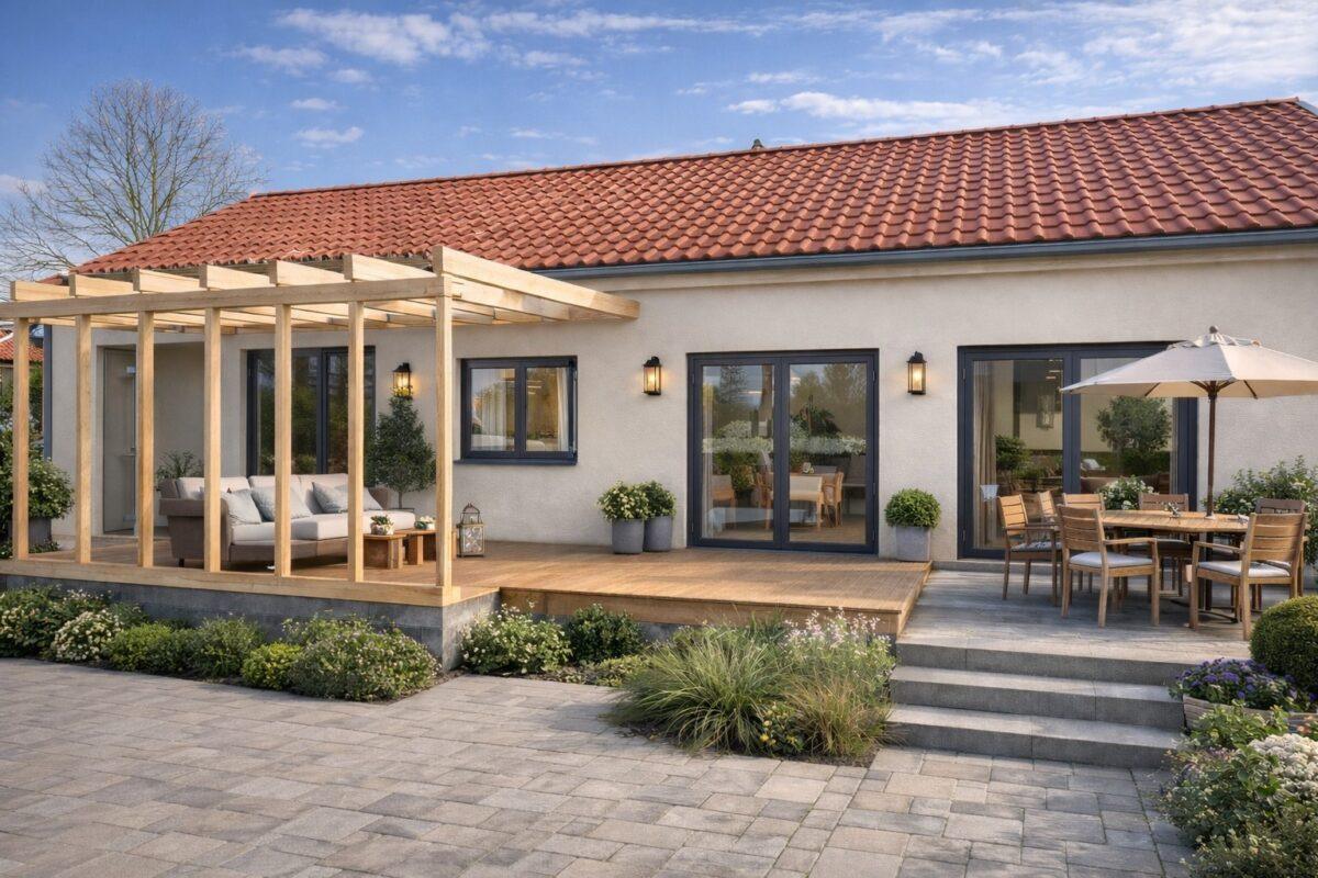 Casă timber frame cu pergolă  – Germania